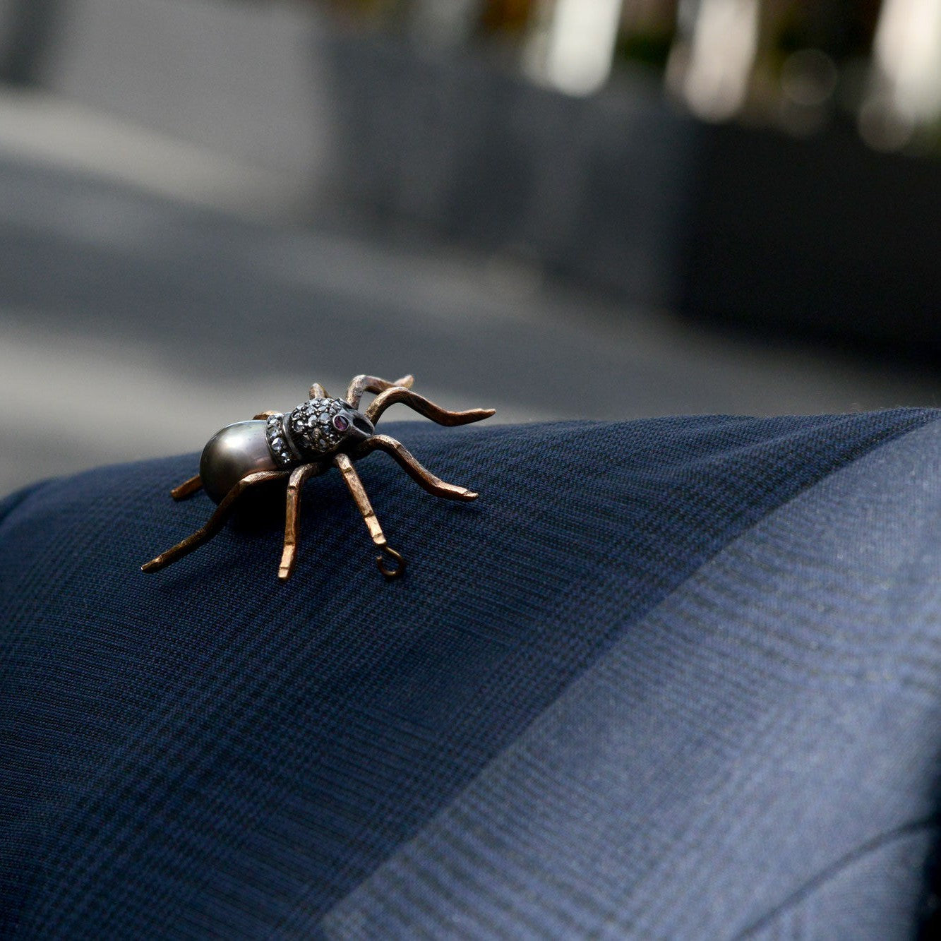 Black Tahitian Pearl Tarantula Spider Brooch Pin