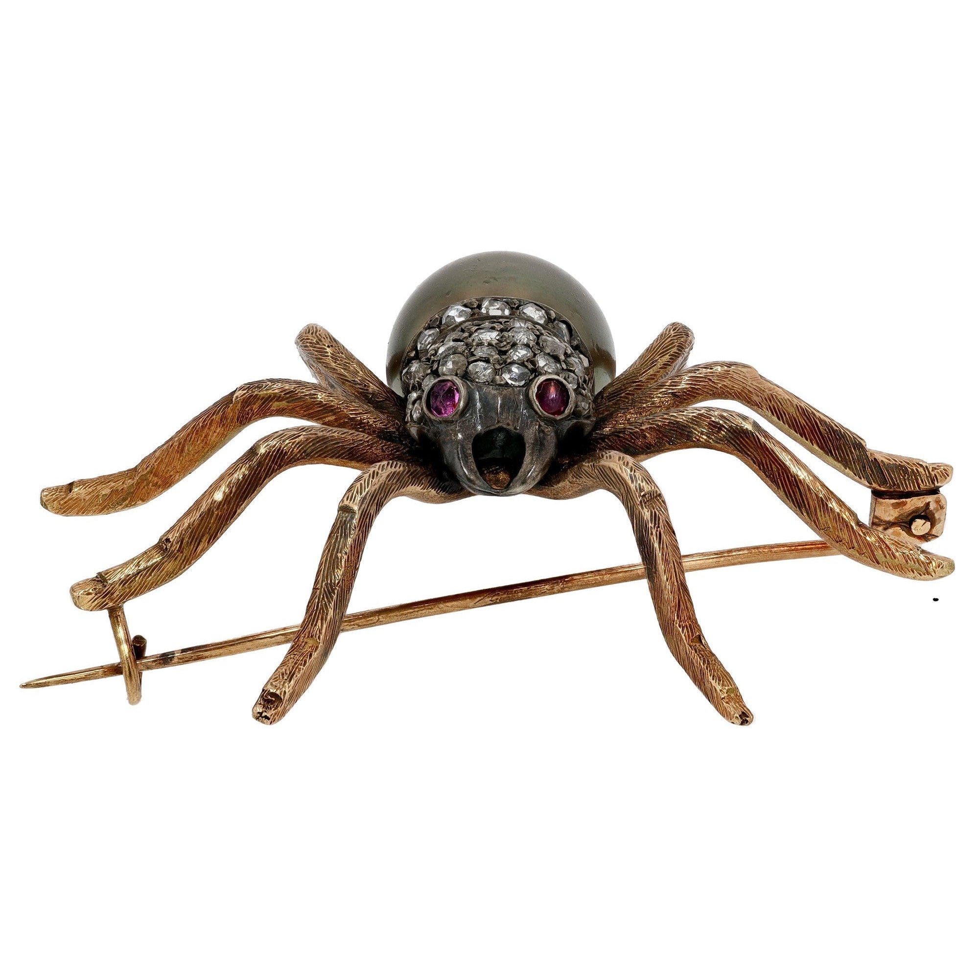 Black Tahitian Pearl Tarantula Spider Brooch Pin