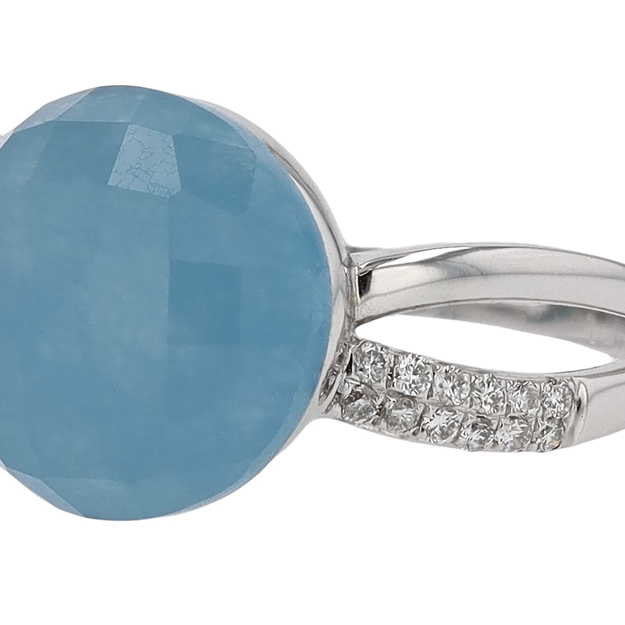 Blue Chalcedony Diamond Dome Ring