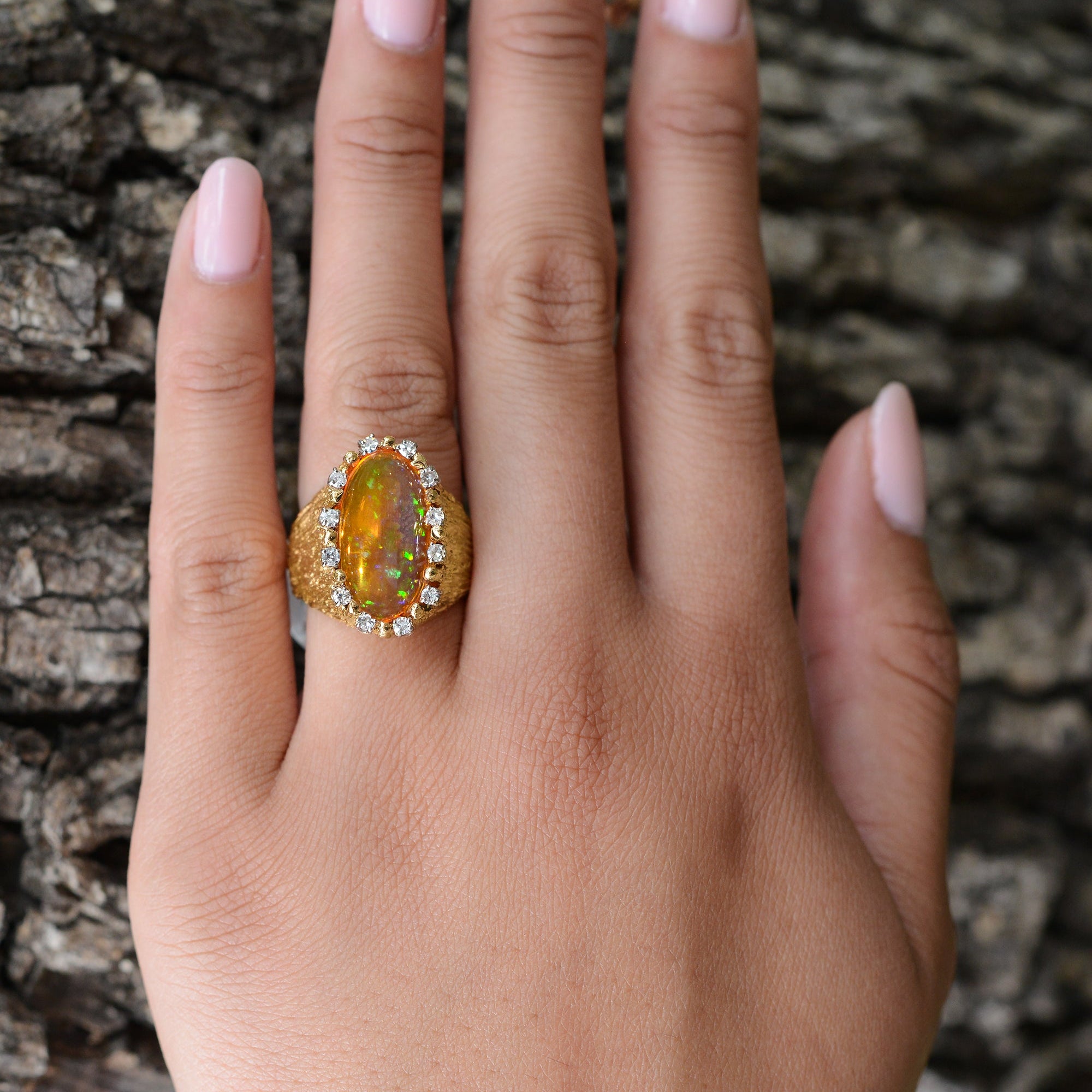 Brutalist 5.29ct Mexican Fire Opal From Robert Mitchum Estate Ring