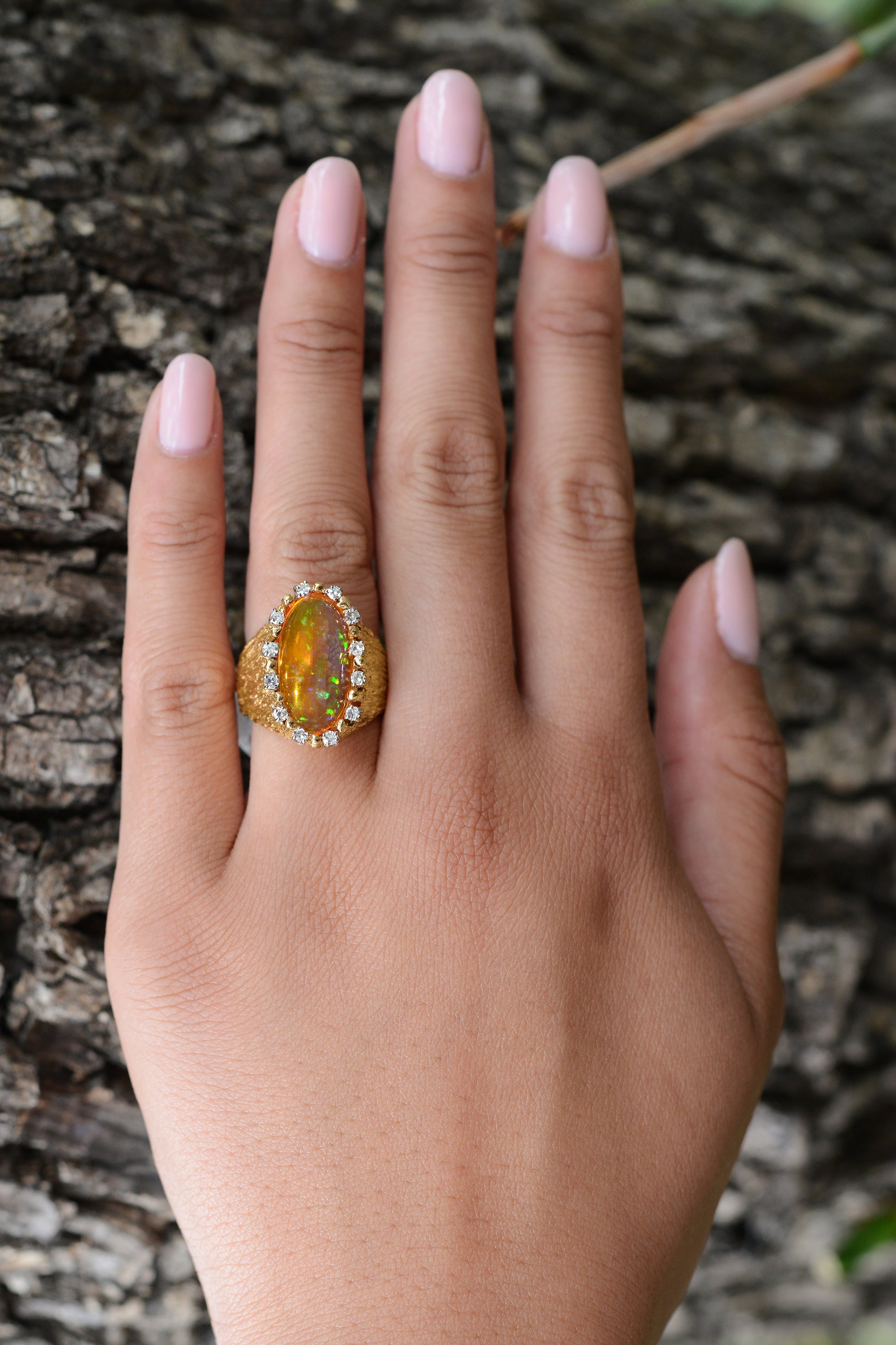Brutalist 5.29ct Mexican Fire Opal From Robert Mitchum Estate Ring