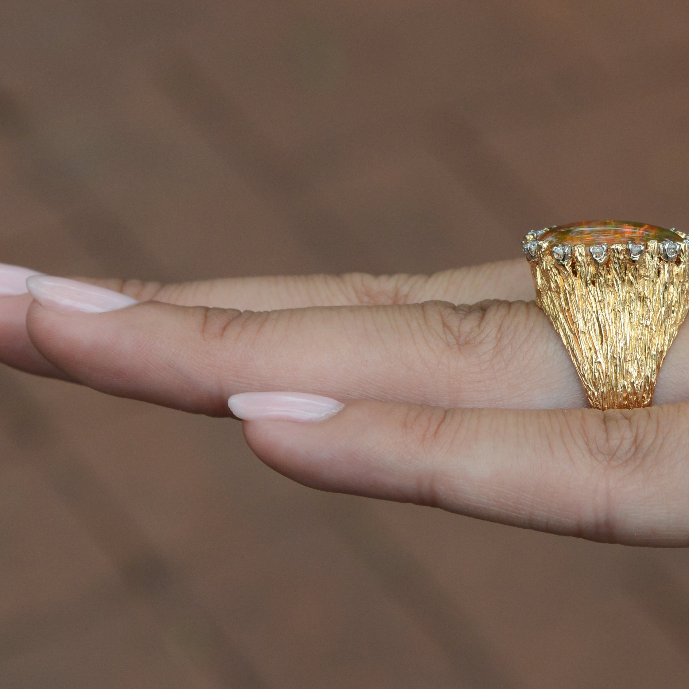 Brutalist 5.29ct Mexican Fire Opal From Robert Mitchum Estate Ring