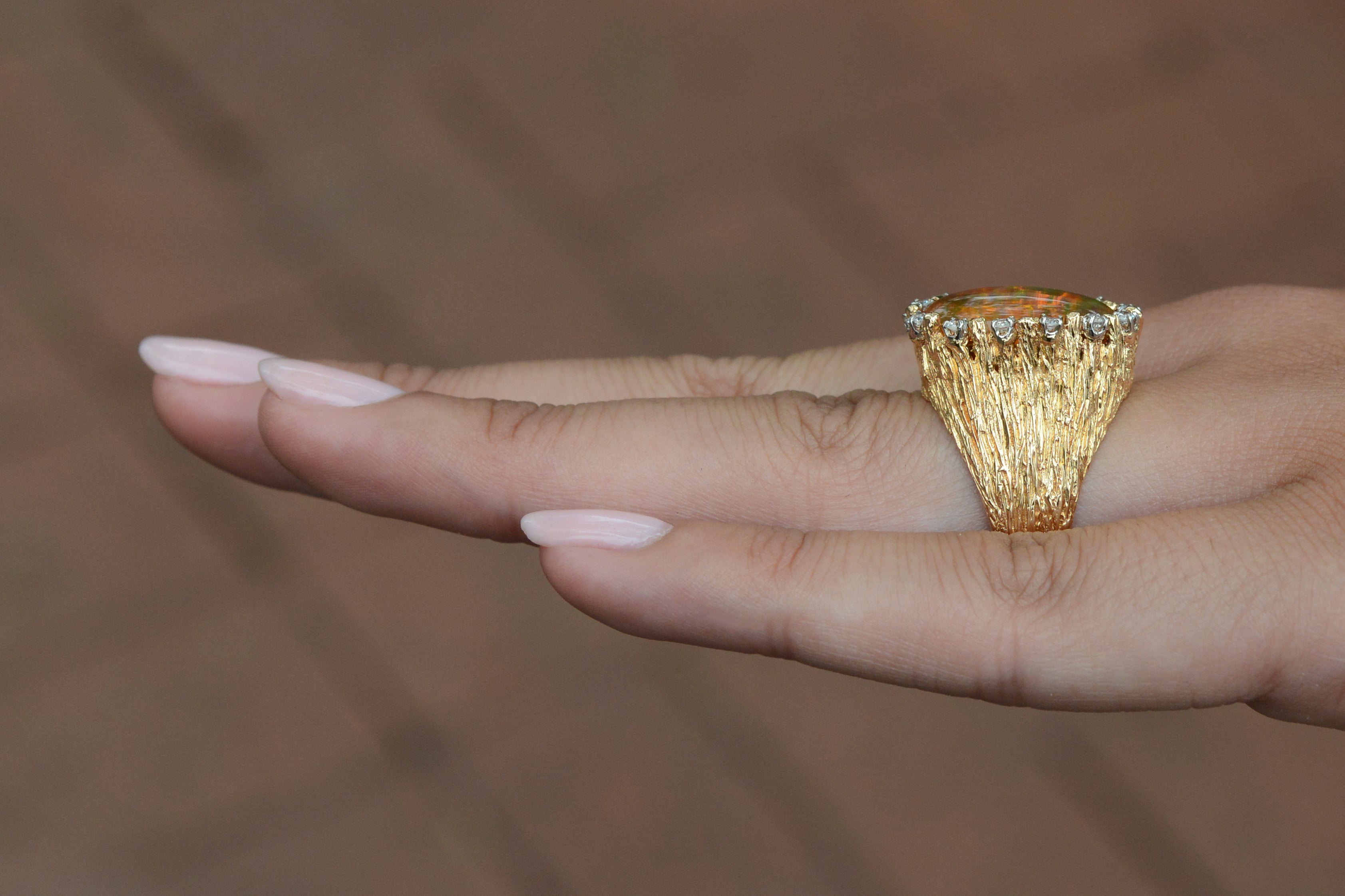 Brutalist 5.29ct Mexican Fire Opal From Robert Mitchum Estate Ring