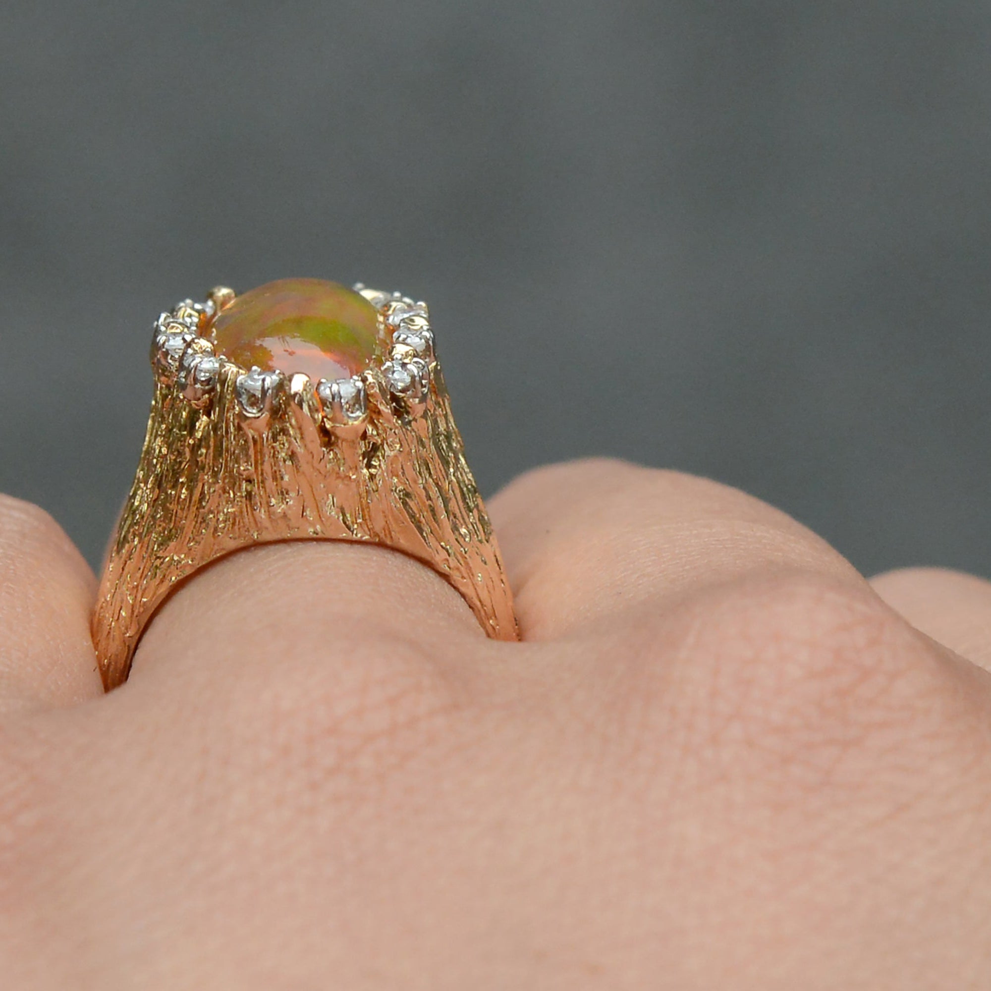 Brutalist 5.29ct Mexican Fire Opal From Robert Mitchum Estate Ring