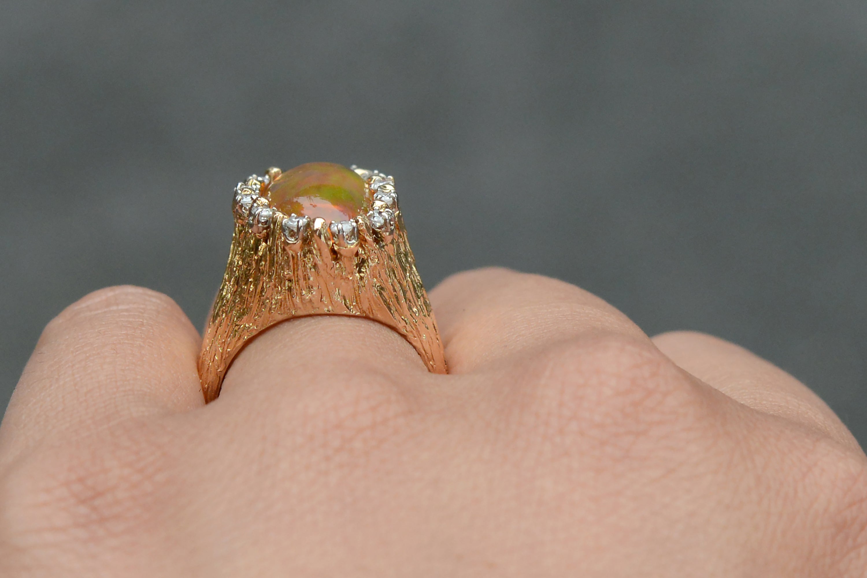 Brutalist 5.29ct Mexican Fire Opal From Robert Mitchum Estate Ring