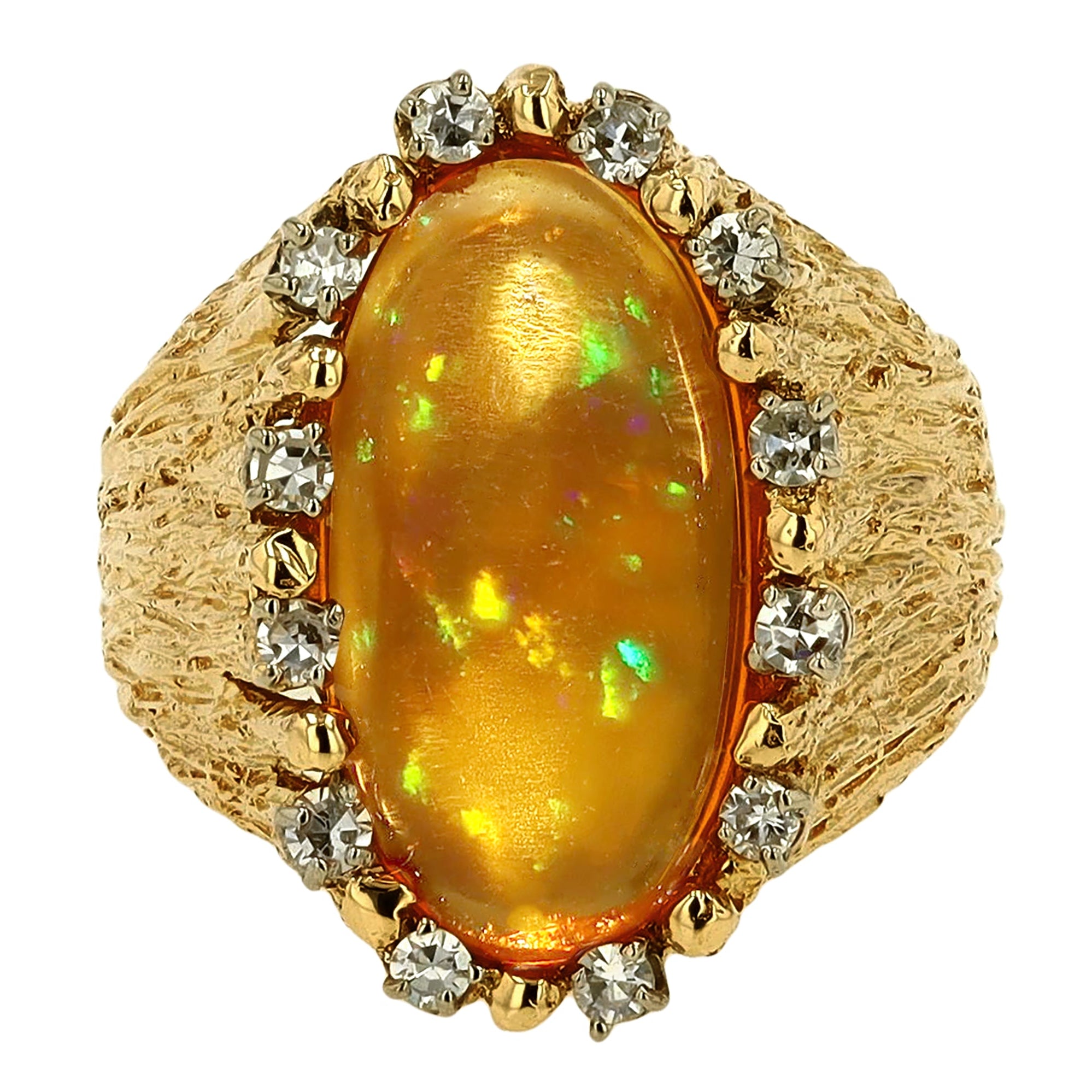 Brutalist 5.29ct Mexican Fire Opal From Robert Mitchum Estate Ring