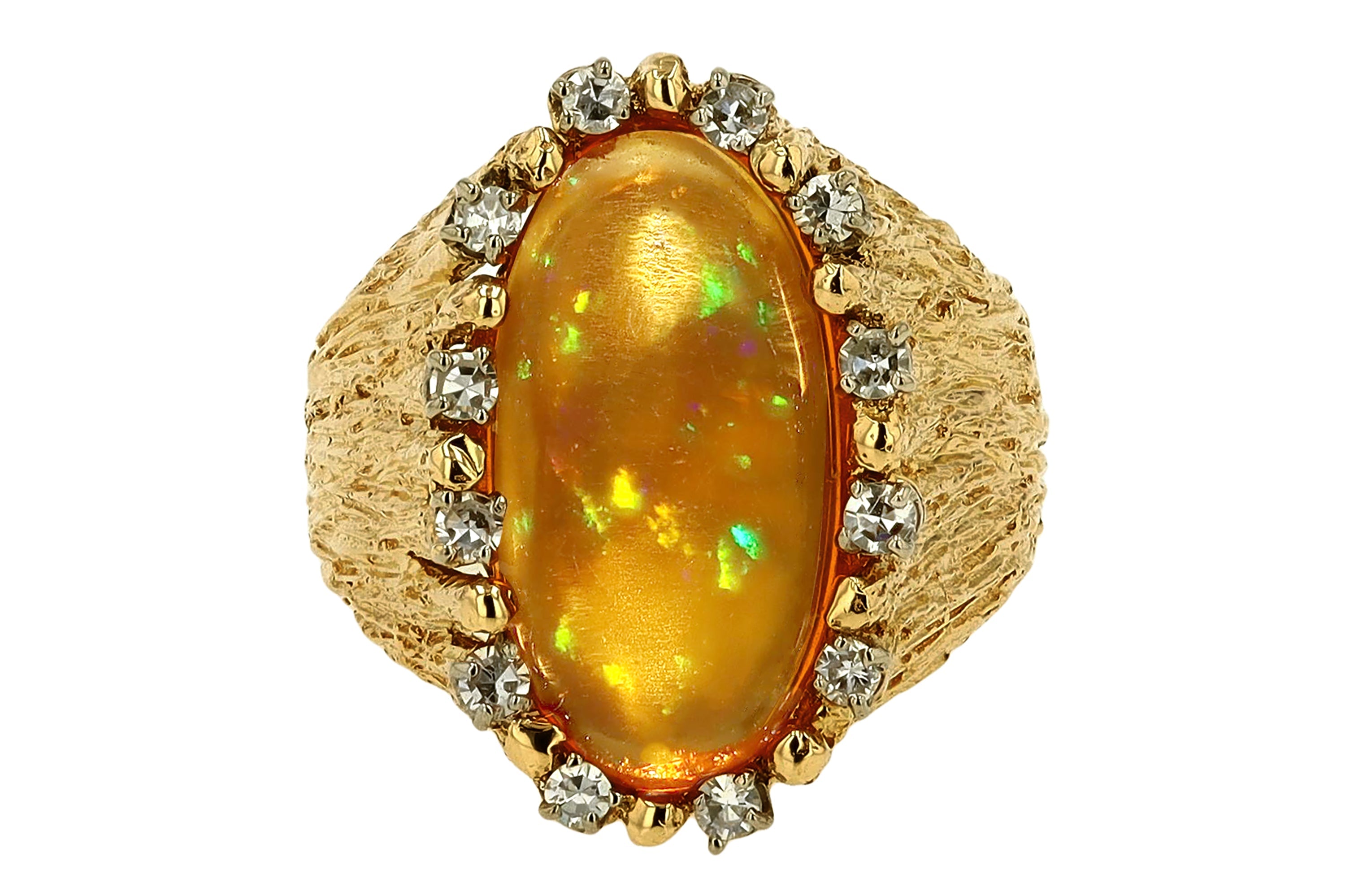 Brutalist 5.29ct Mexican Fire Opal From Robert Mitchum Estate Ring