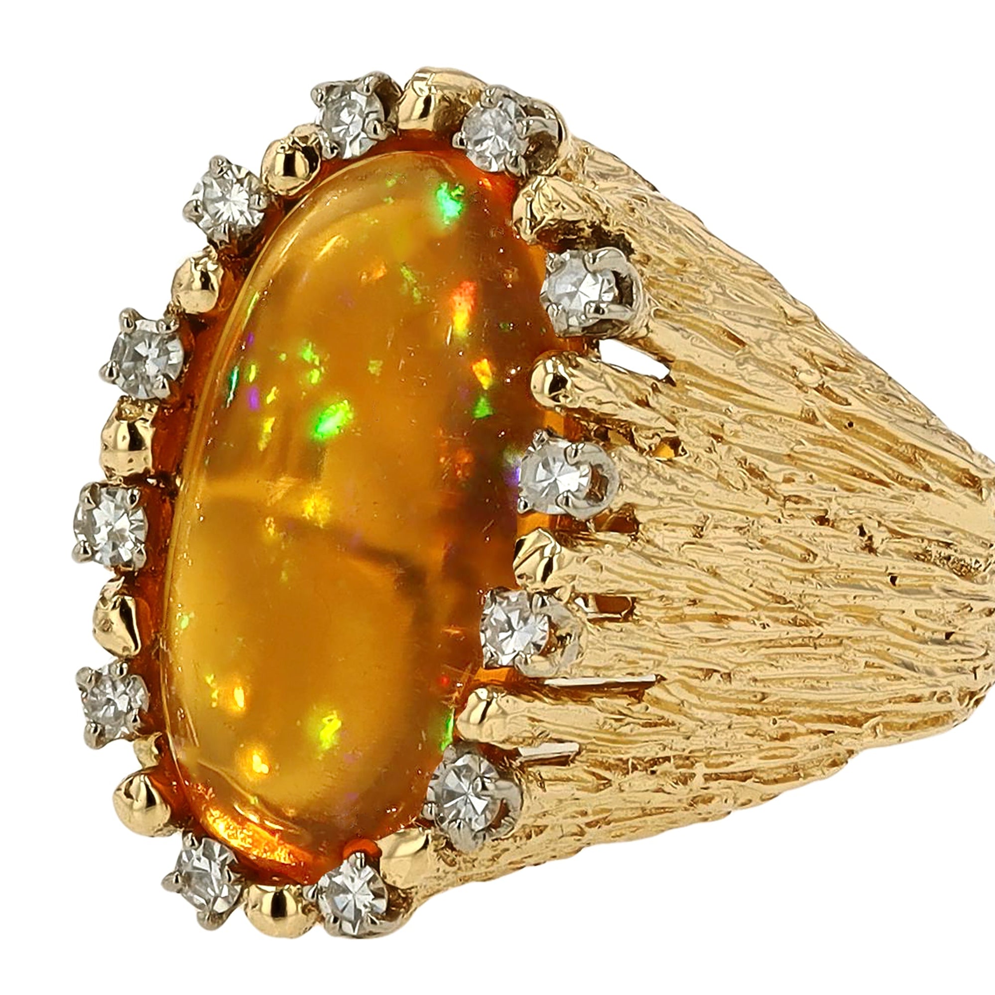 Brutalist 5.29ct Mexican Fire Opal From Robert Mitchum Estate Ring