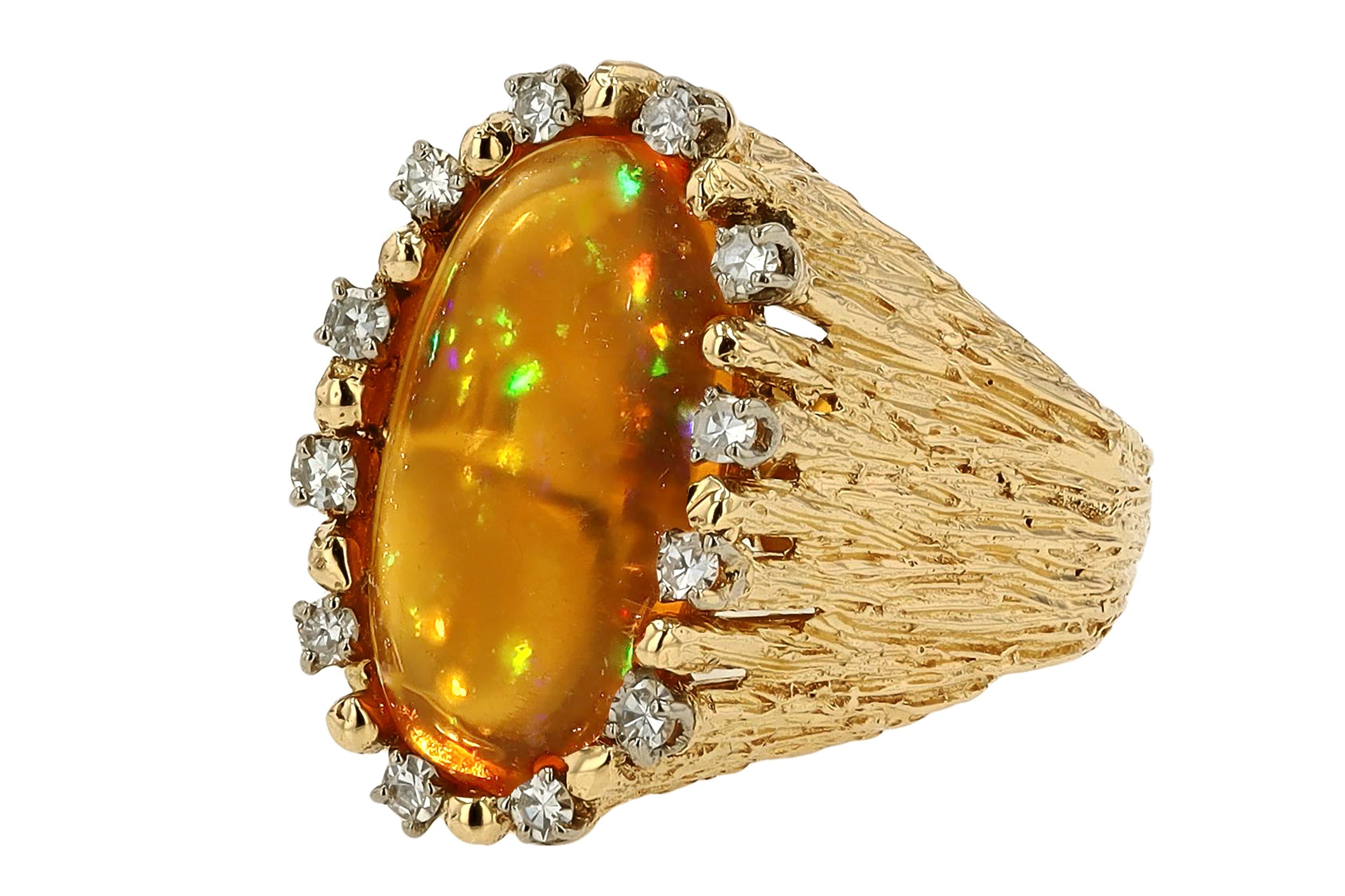 Brutalist 5.29ct Mexican Fire Opal From Robert Mitchum Estate Ring