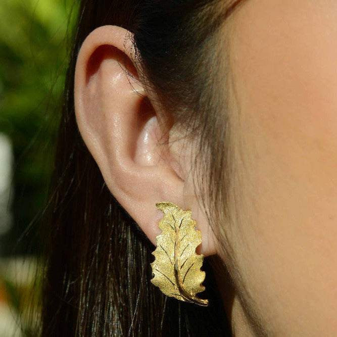 Buccellati Vintage 1970s 18kt Gold Leaf Earrings