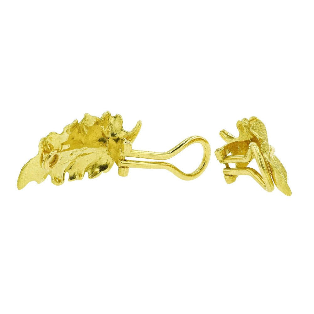 Buccellati Vintage 1970s 18kt Gold Leaf Earrings