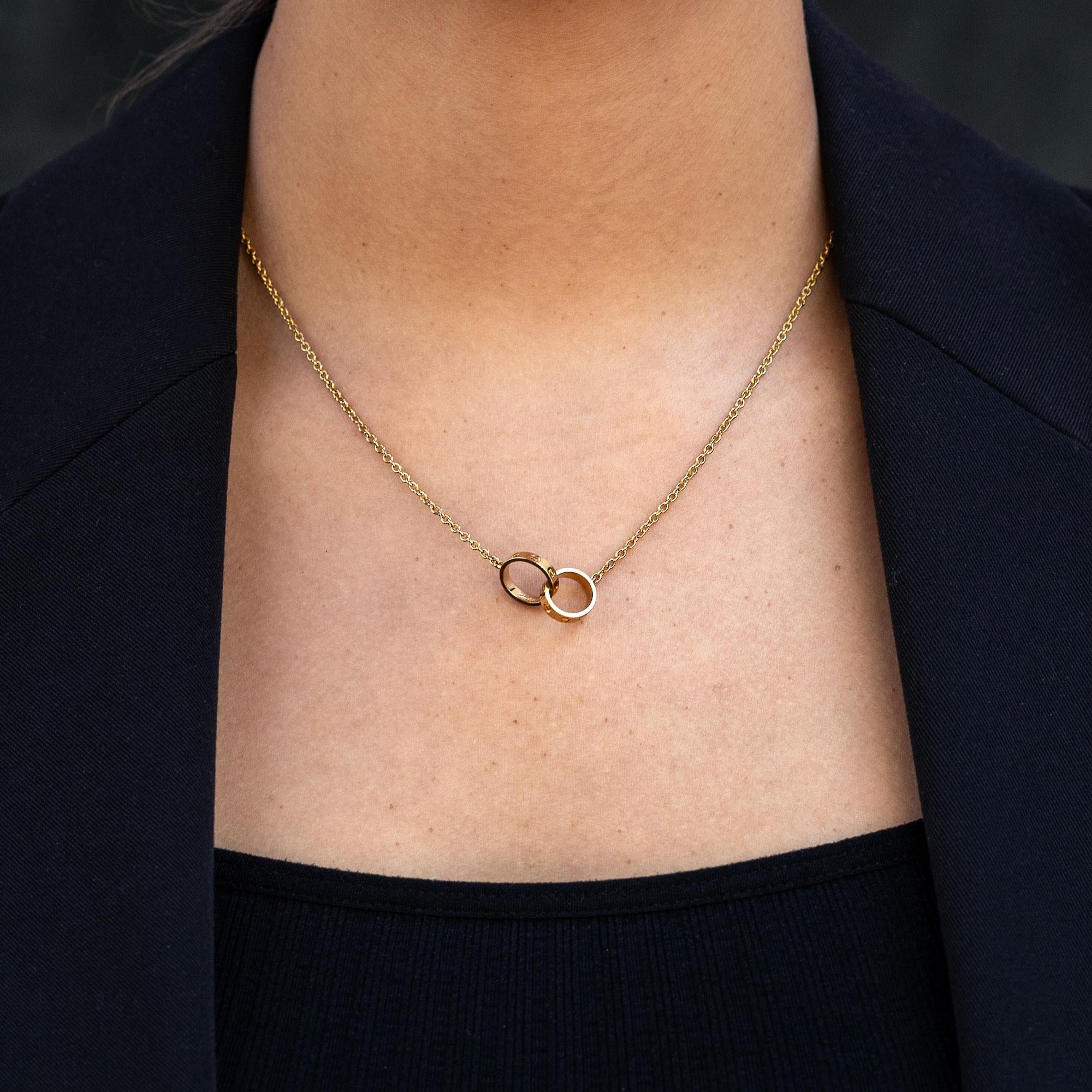 Vintage Cartier Love Interlocking Necklace 18k Yellow Gold