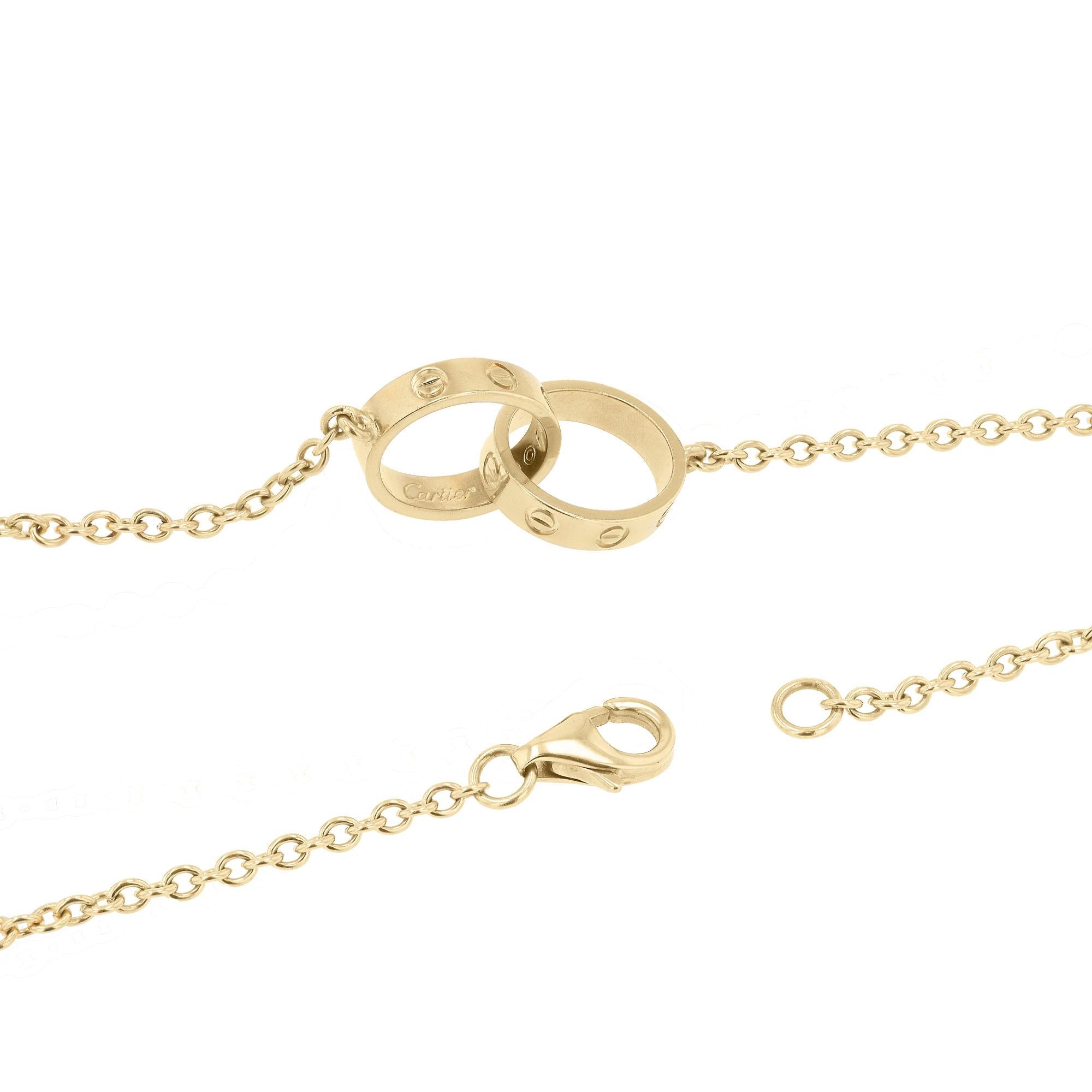 Vintage Cartier Love Interlocking Necklace 18k Yellow Gold