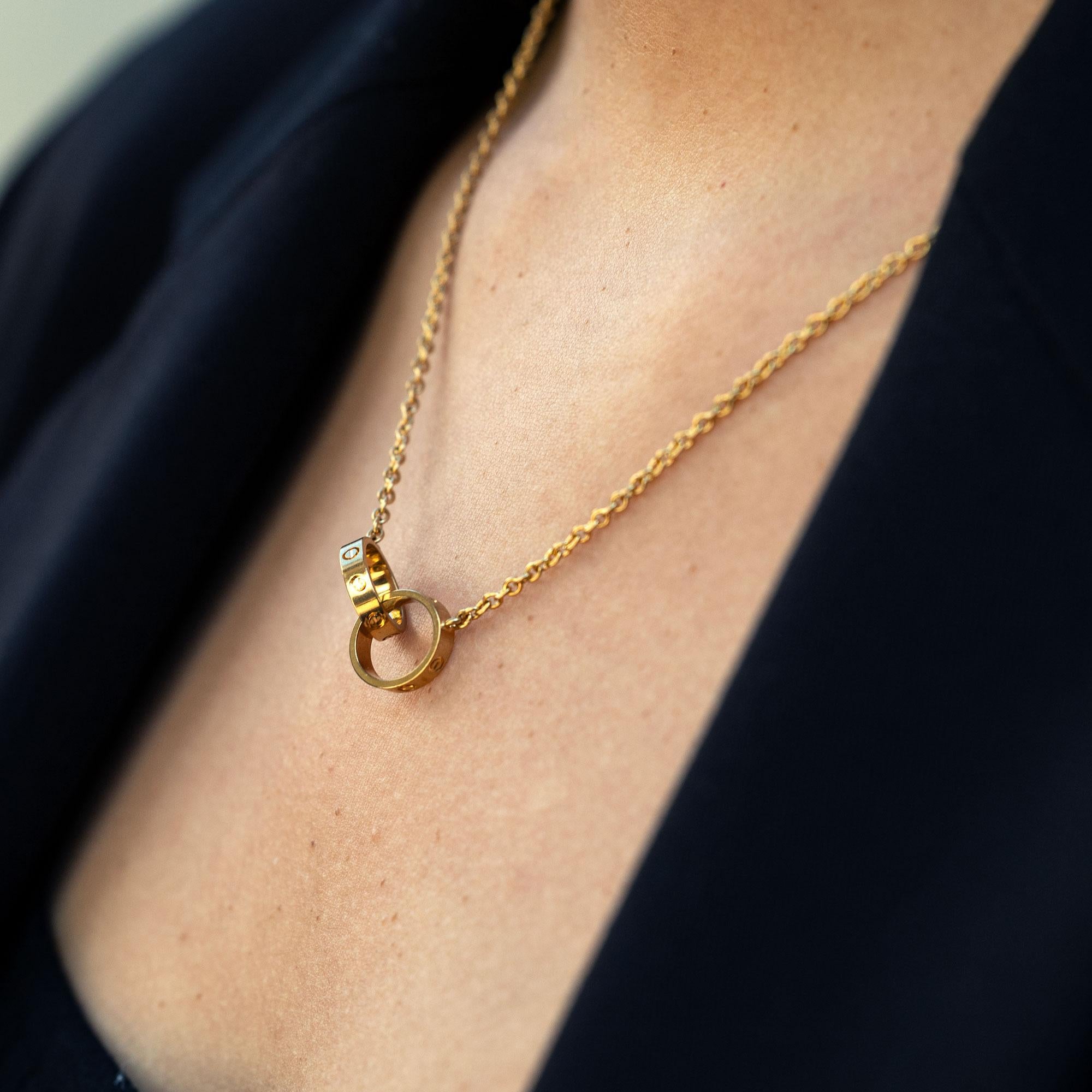 Vintage Cartier Love Interlocking Necklace 18k Yellow Gold