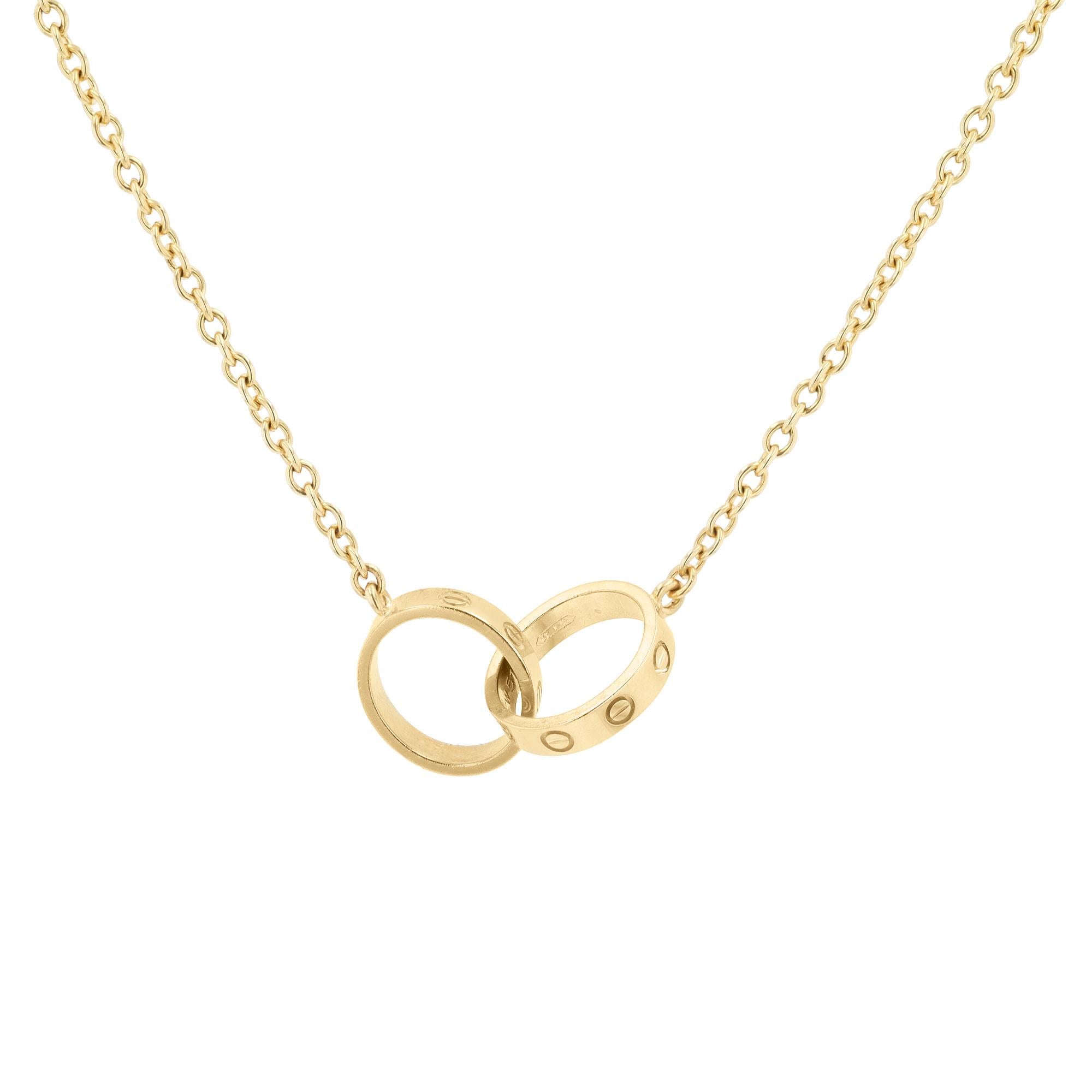 Vintage Cartier Love Interlocking Necklace 18k Yellow Gold