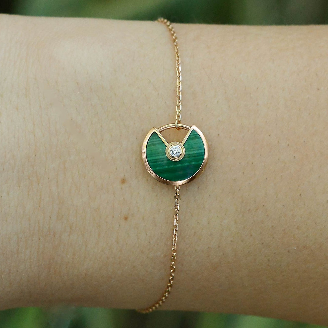 Cartier Malachite 18K Rose Gold Diamond Bracelet