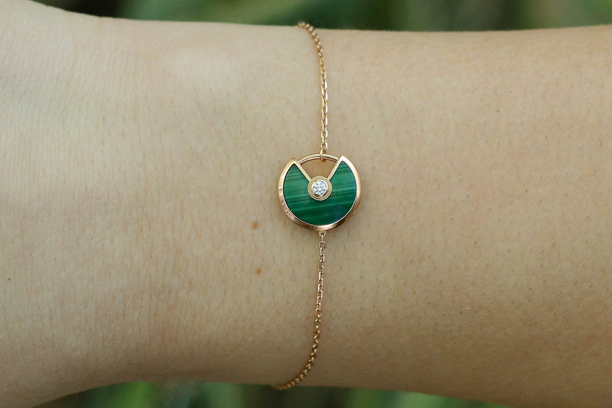 Cartier Malachite 18K Rose Gold Diamond Bracelet