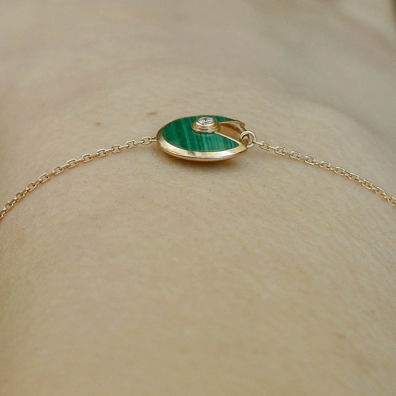 Cartier Malachite 18K Rose Gold Diamond Bracelet