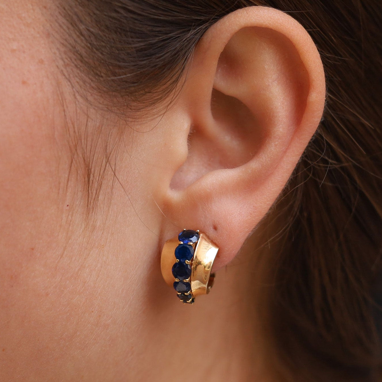 Cartier Mid Century Vintage Sapphire 14k Earrings