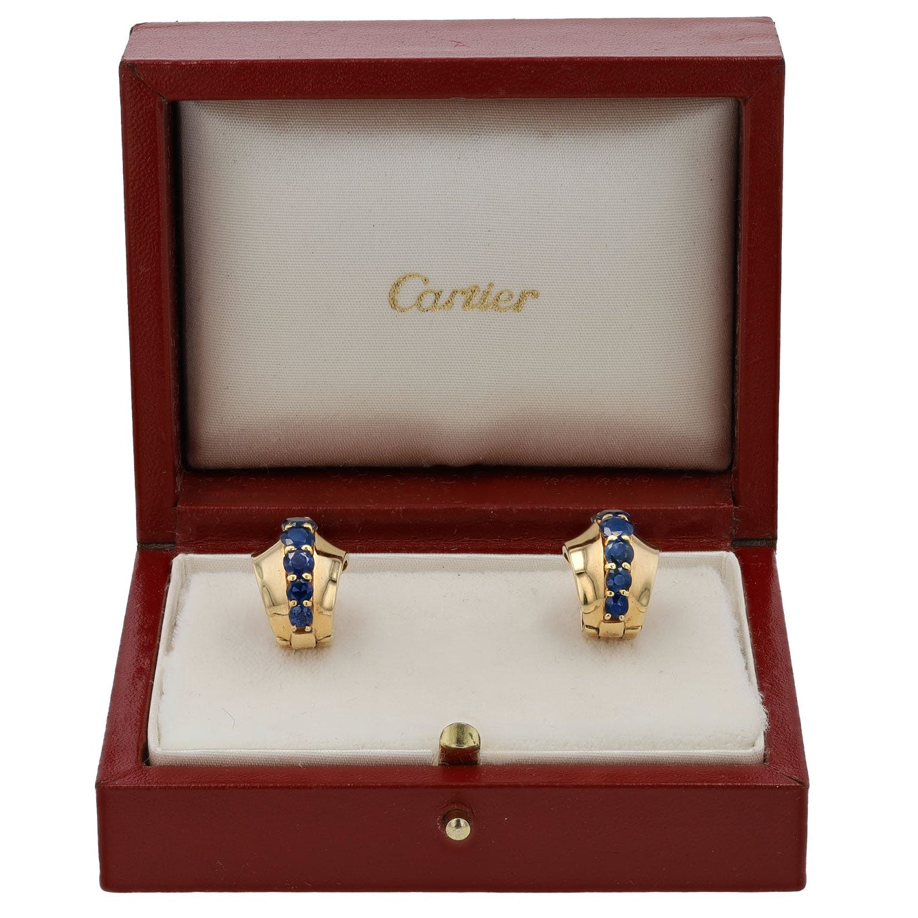 Cartier Mid Century Vintage Sapphire 14k Earrings