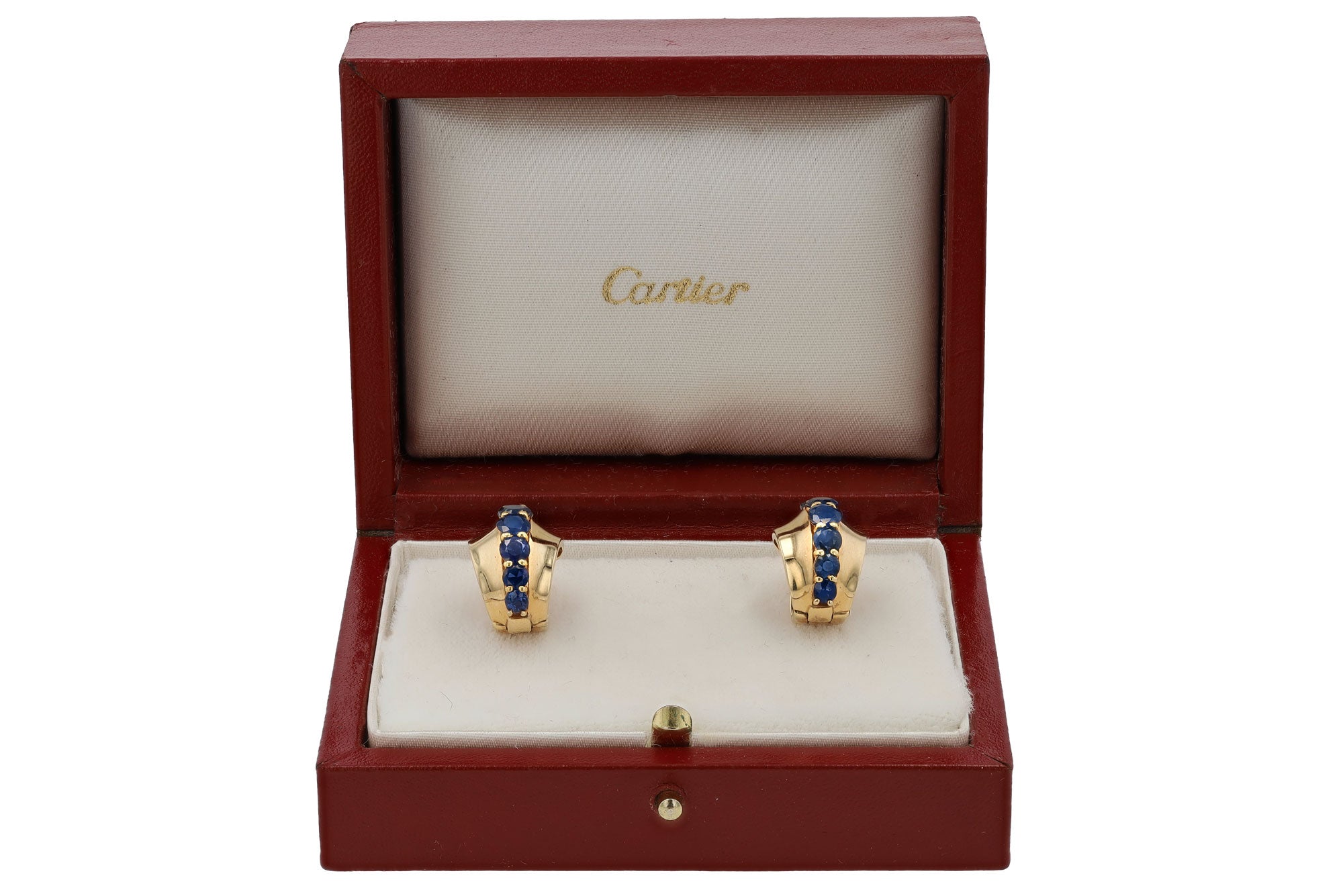 Cartier Mid Century Vintage Sapphire 14k Earrings