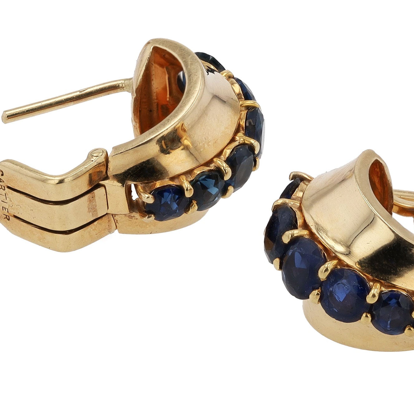 Cartier Mid Century Vintage Sapphire 14k Earrings