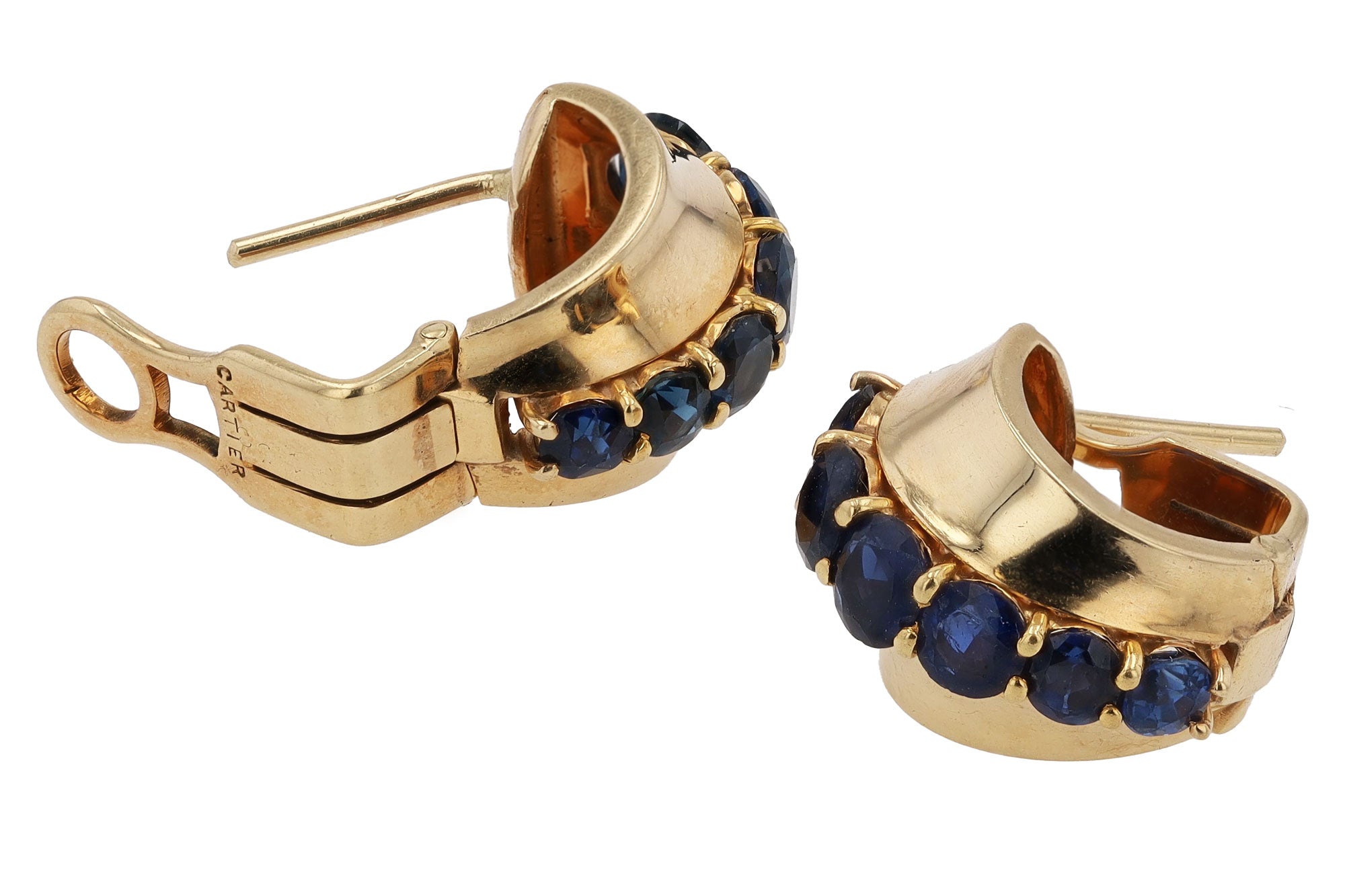 Cartier Mid Century Vintage Sapphire 14k Earrings
