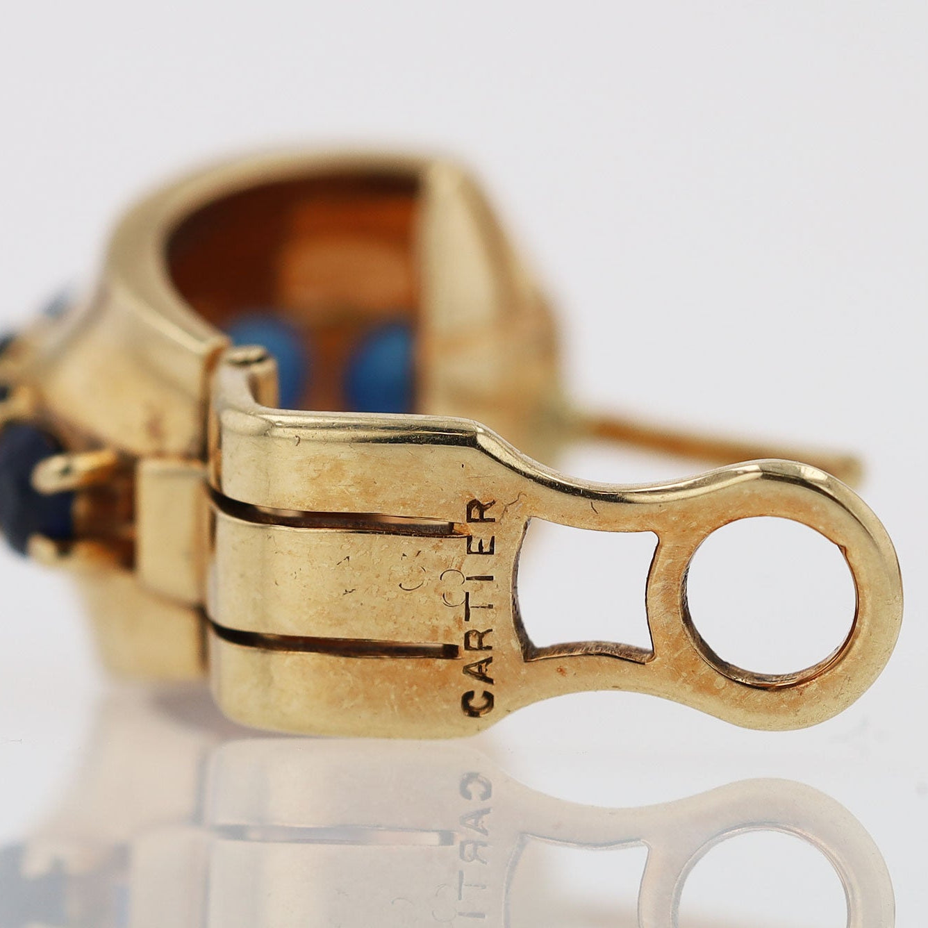 Cartier Mid Century Vintage Sapphire 14k Earrings