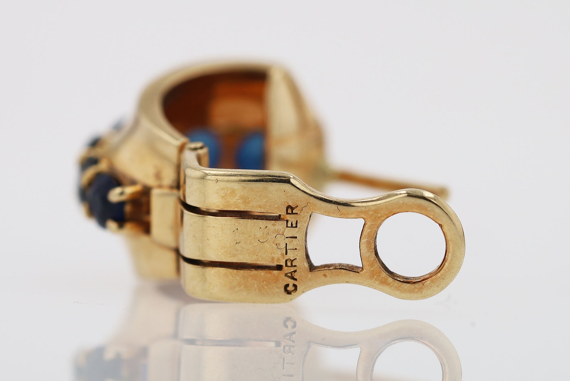 Cartier Mid Century Vintage Sapphire 14k Earrings