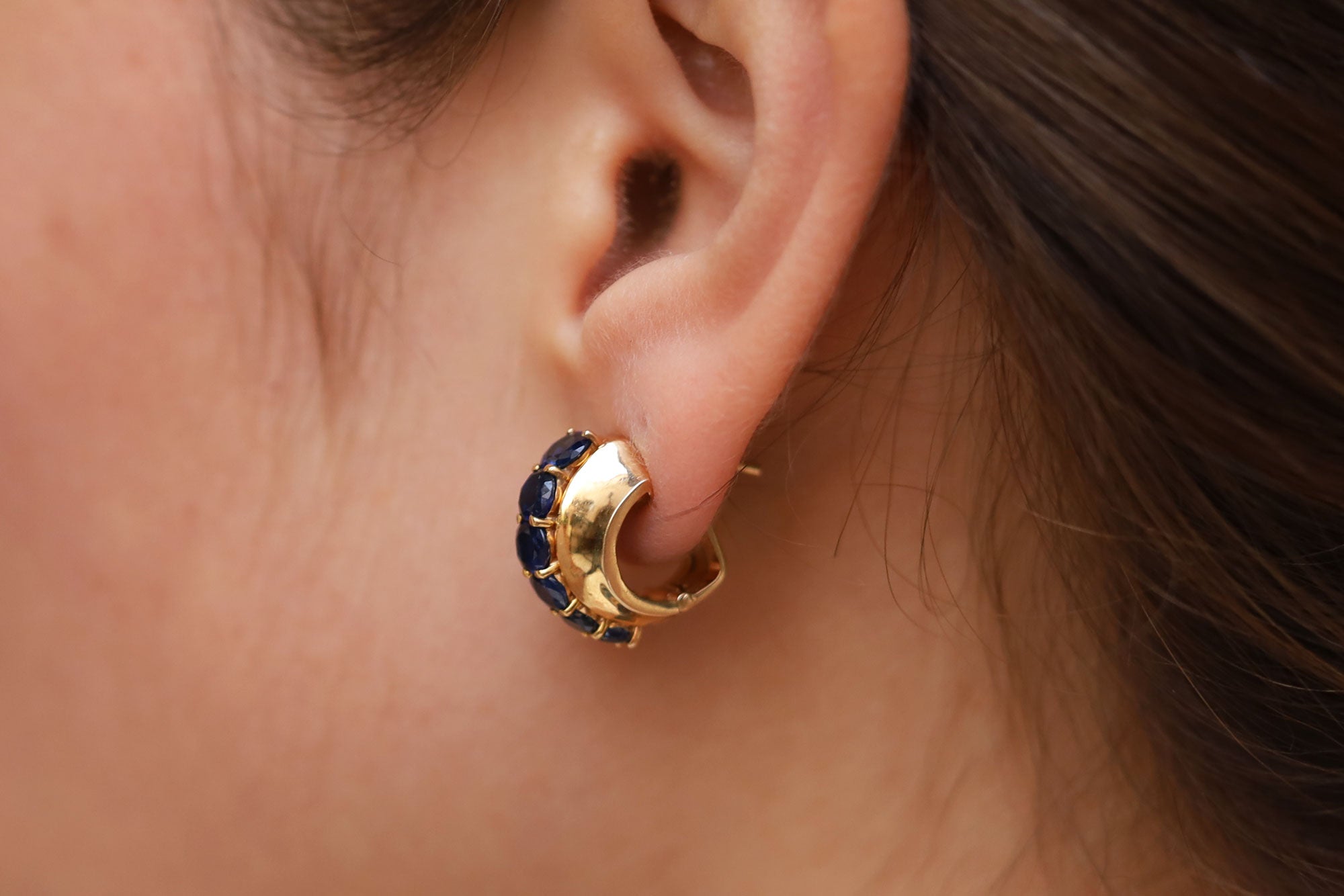 Cartier Mid Century Vintage Sapphire 14k Earrings