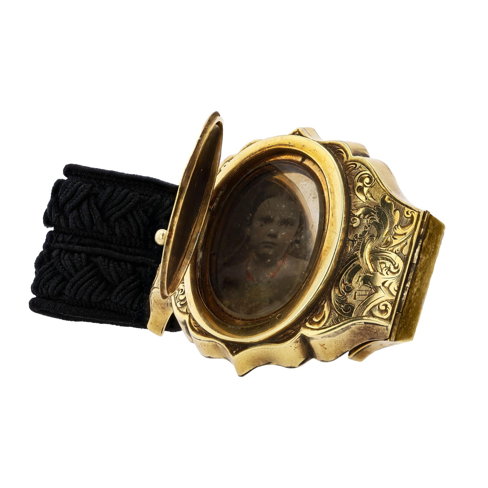 Antique Gold Rush 1850 Victorian Portrait 14k Bracelet