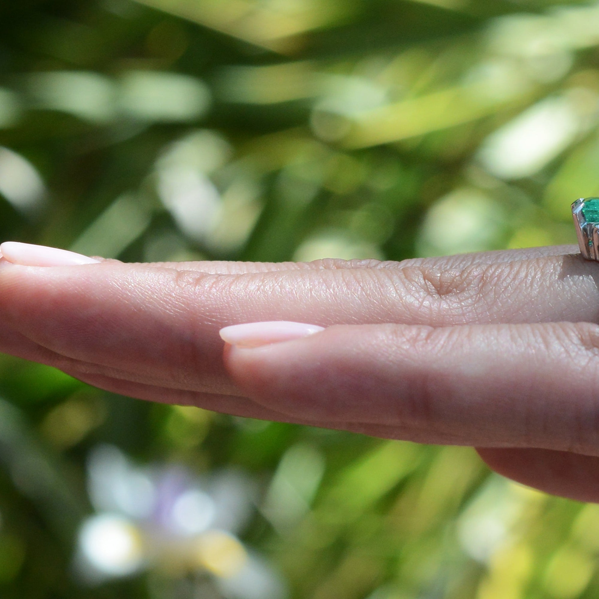 Classic Colombian Emerald and Diamond 3 Stone Ring