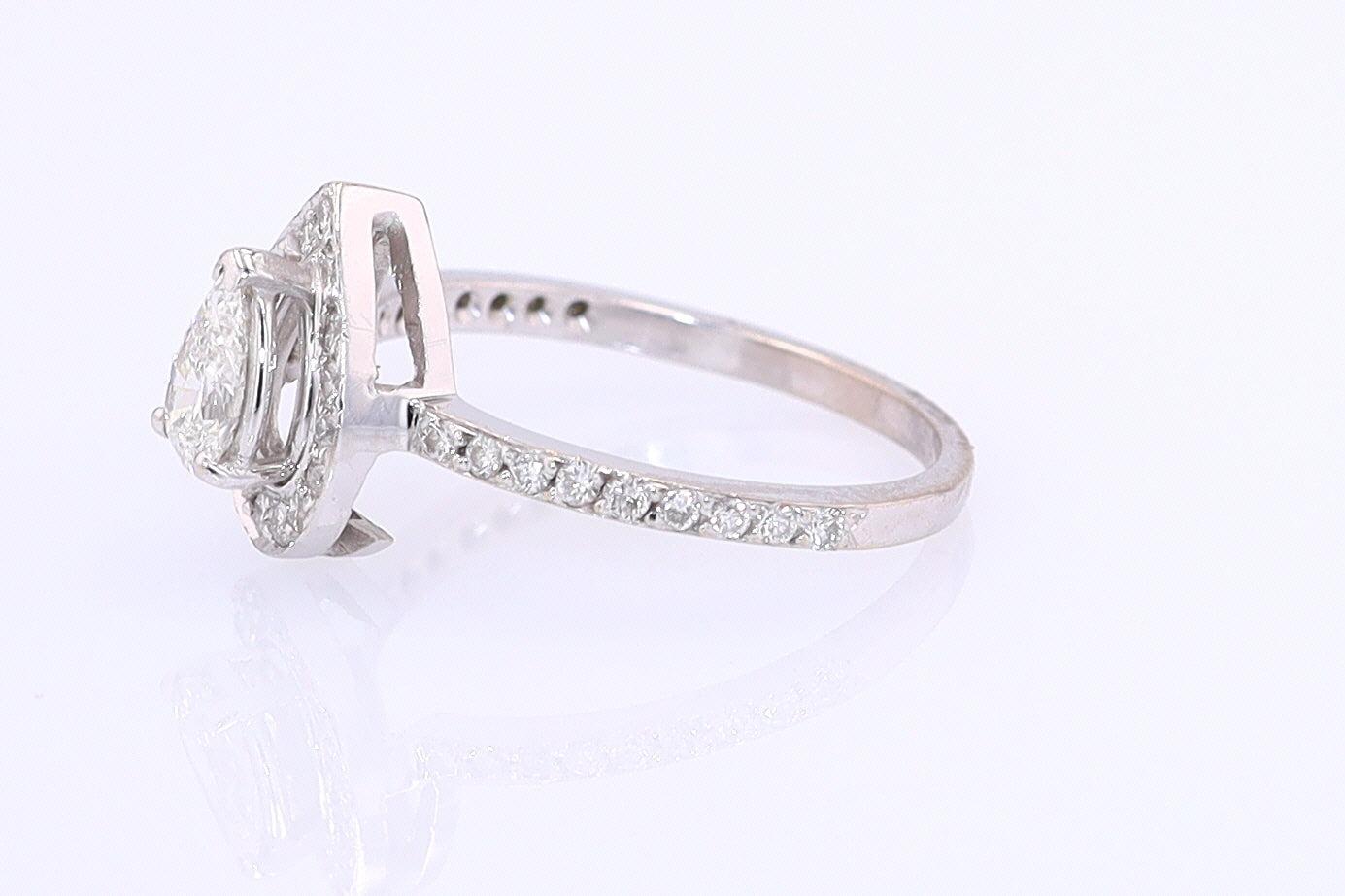 Classic Halo Pear Shape Diamond Engagement Ring