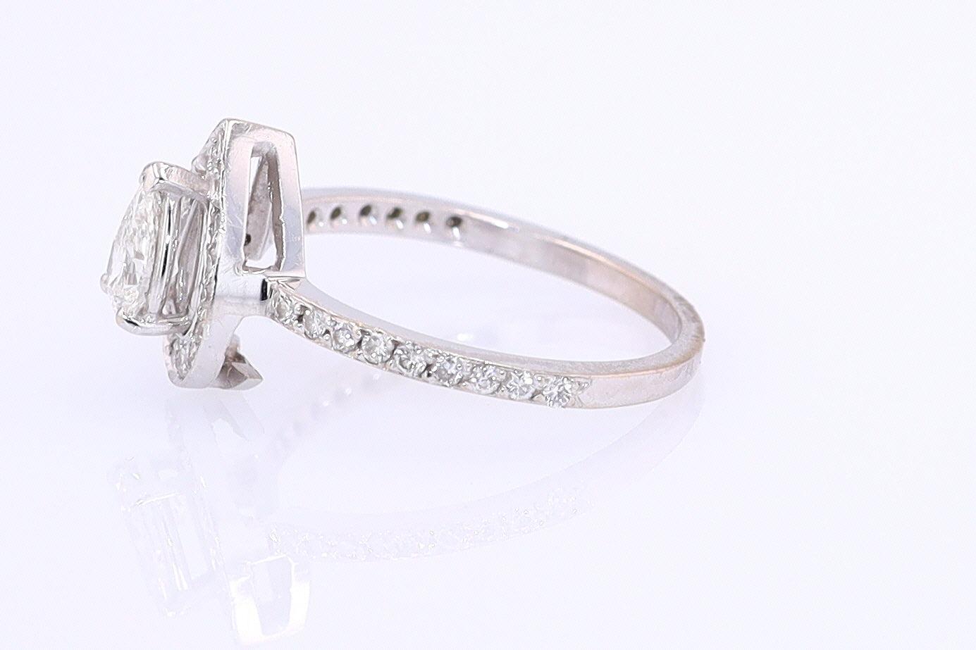 Classic Halo Pear Shape Diamond Engagement Ring