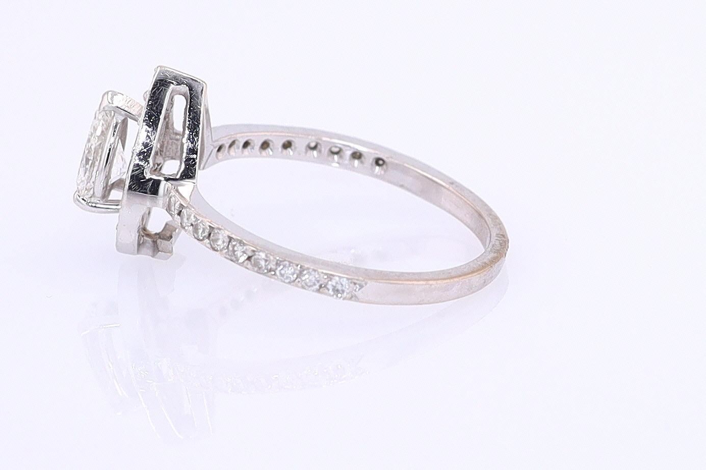 Classic Halo Pear Shape Diamond Engagement Ring