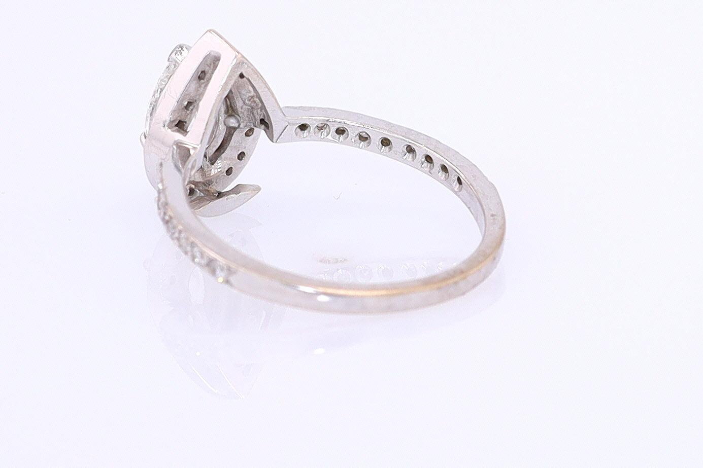 Classic Halo Pear Shape Diamond Engagement Ring