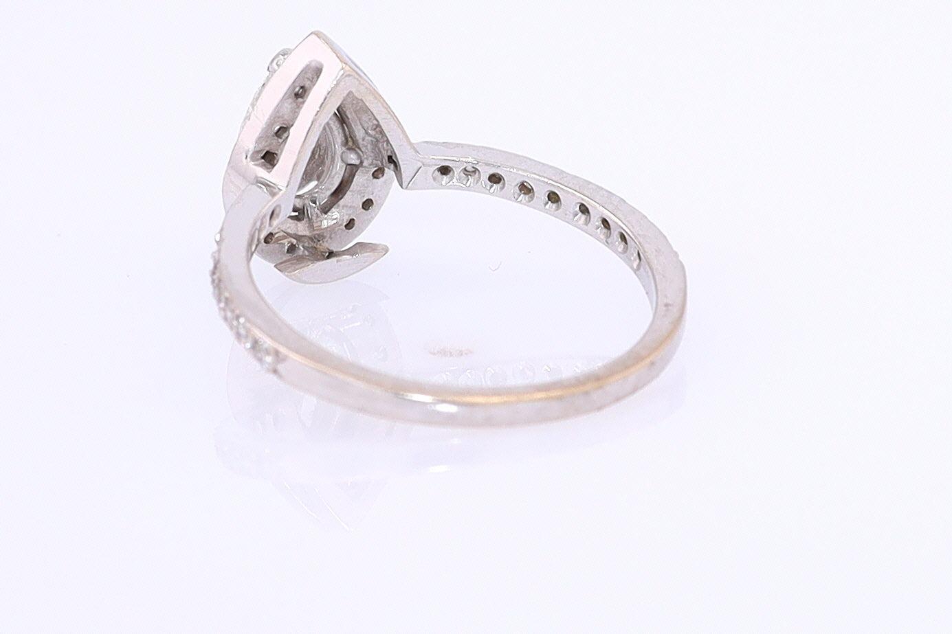 Classic Halo Pear Shape Diamond Engagement Ring