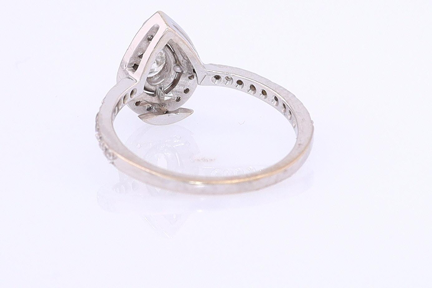 Classic Halo Pear Shape Diamond Engagement Ring