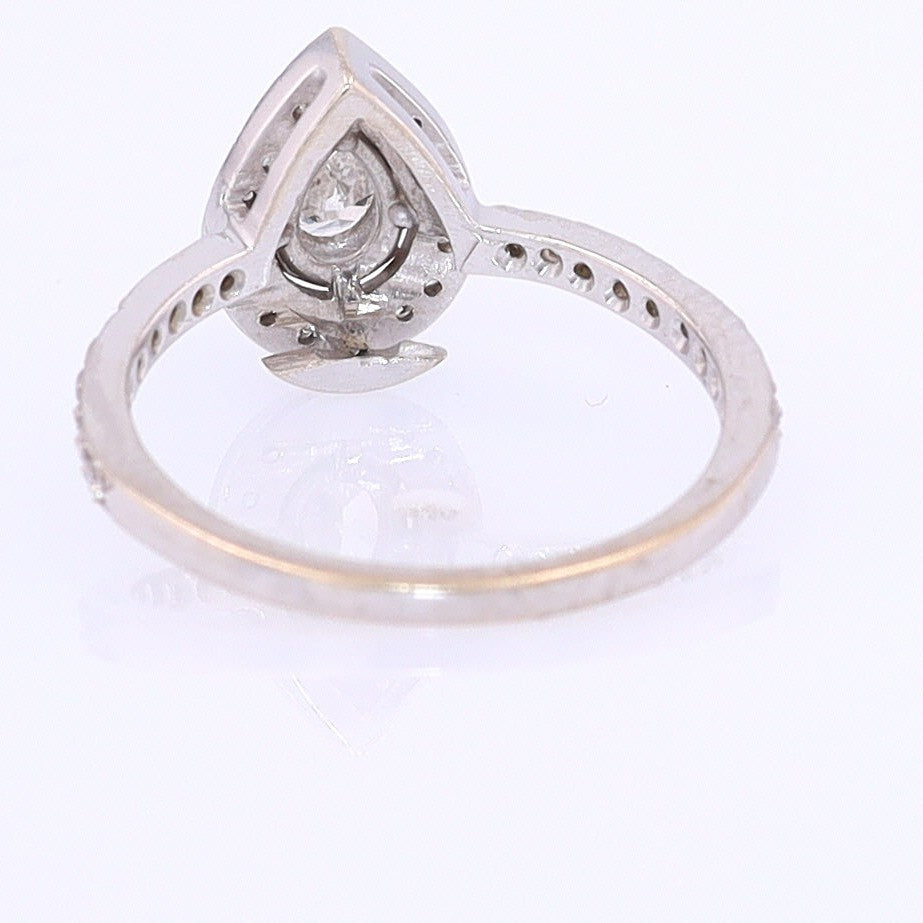 Classic Halo Pear Shape Diamond Engagement Ring