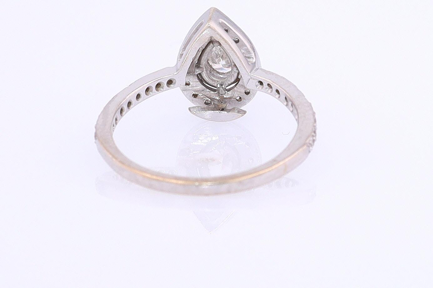 Classic Halo Pear Shape Diamond Engagement Ring