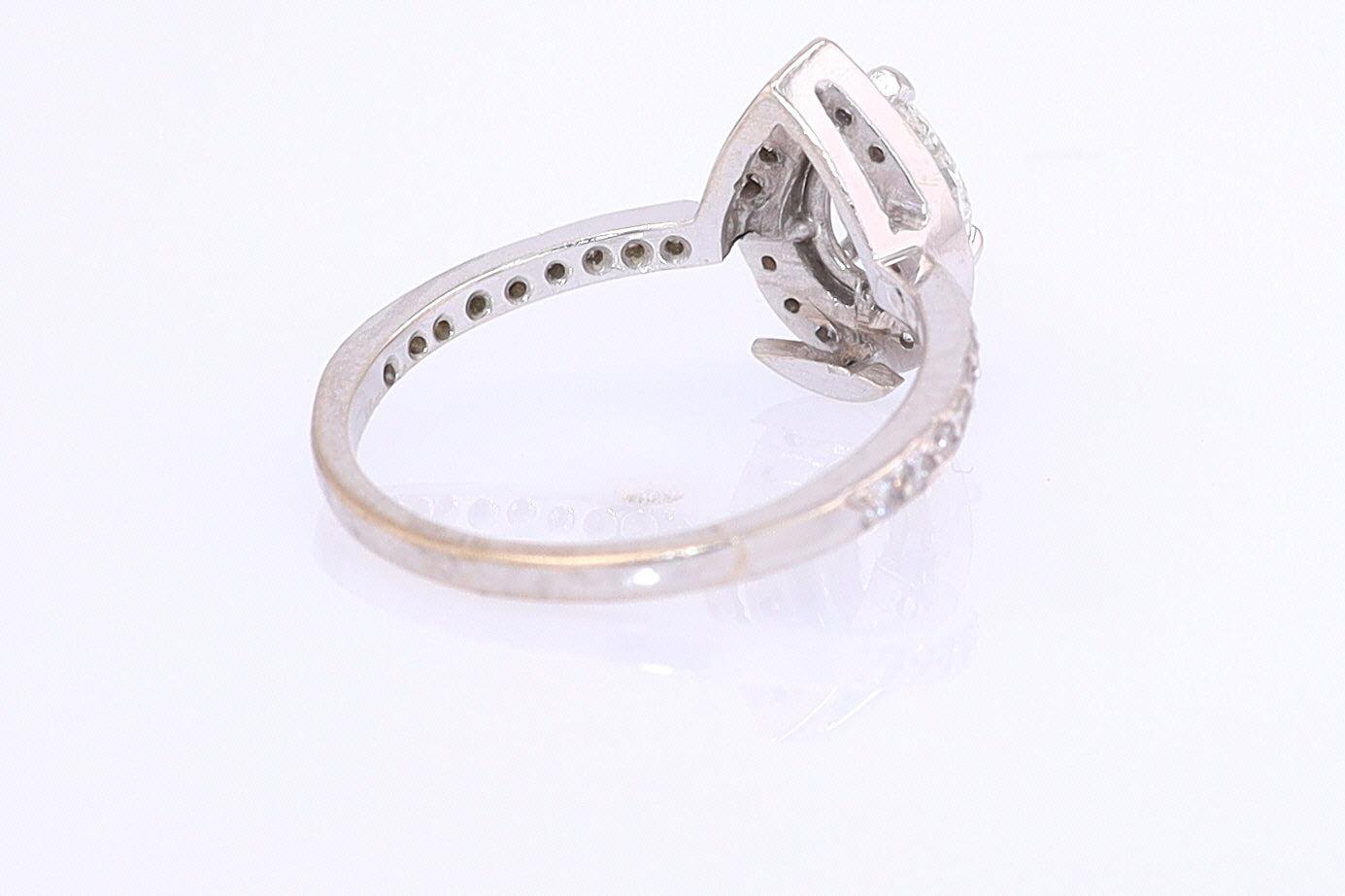 Classic Halo Pear Shape Diamond Engagement Ring