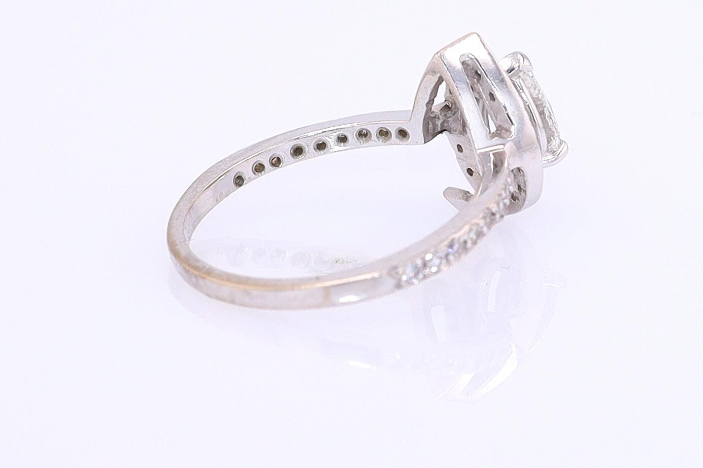 Classic Halo Pear Shape Diamond Engagement Ring