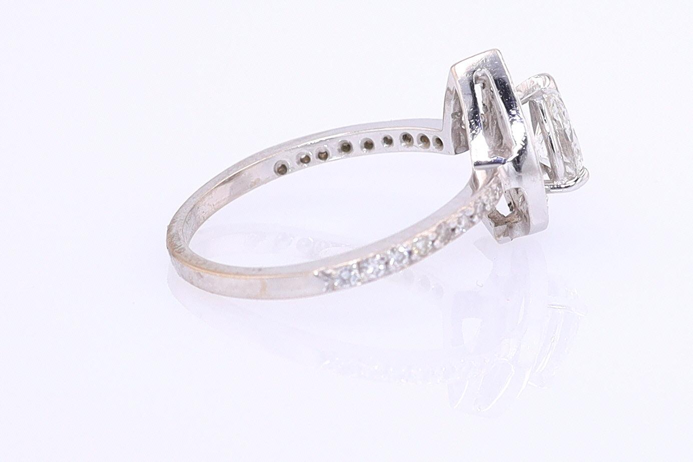 Classic Halo Pear Shape Diamond Engagement Ring