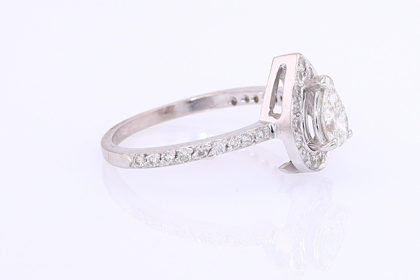 Classic Halo Pear Shape Diamond Engagement Ring