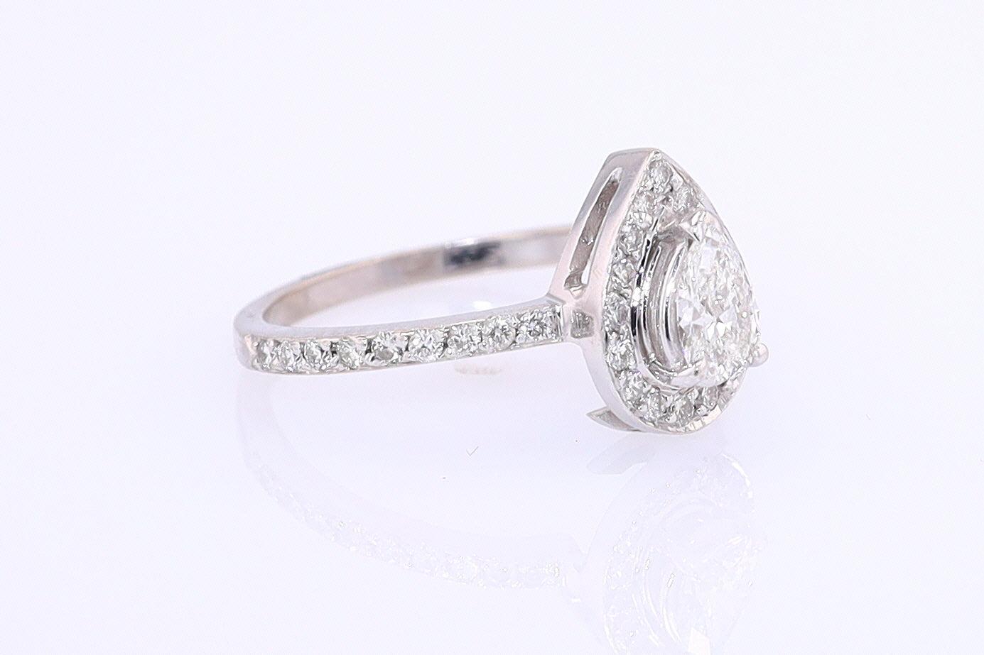 Classic Halo Pear Shape Diamond Engagement Ring
