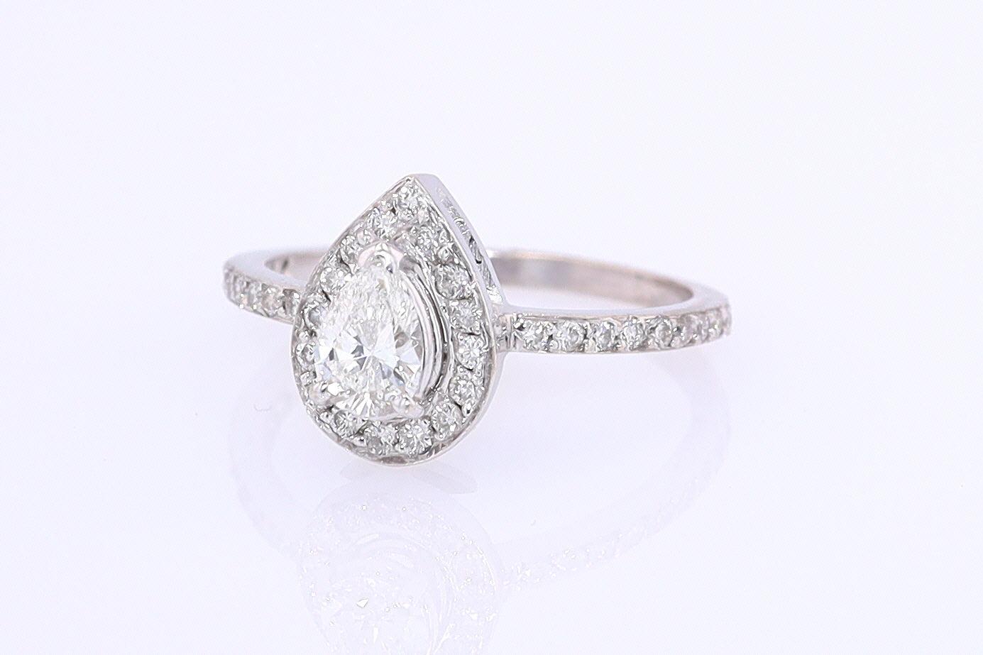 Classic Halo Pear Shape Diamond Engagement Ring