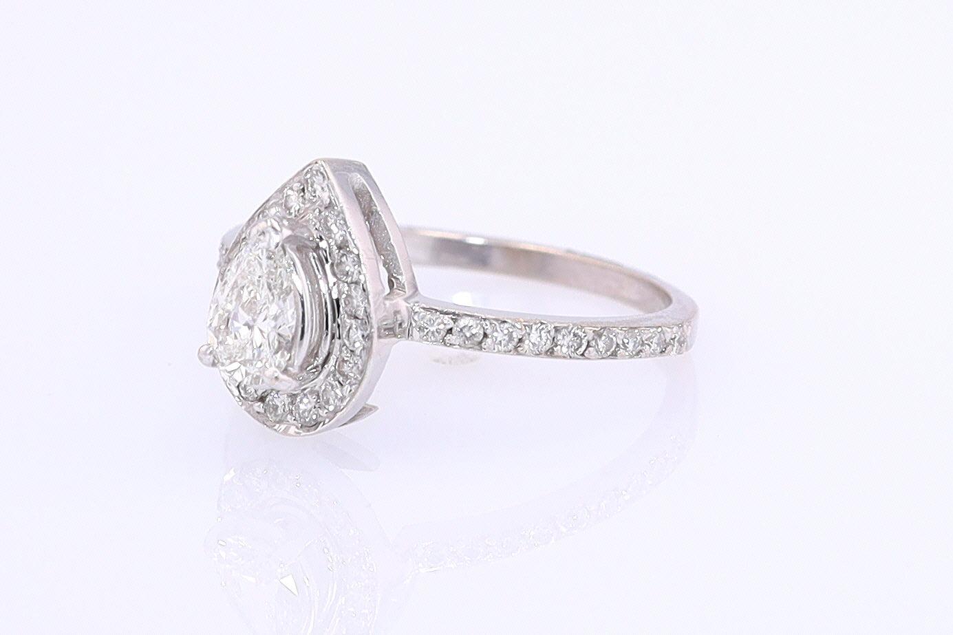Classic Halo Pear Shape Diamond Engagement Ring