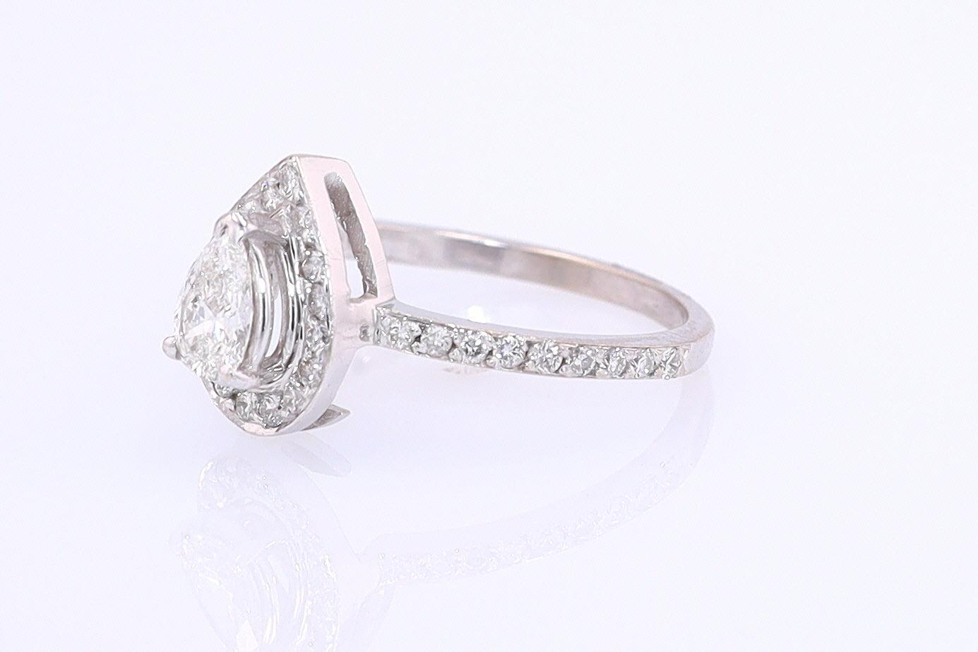 Classic Halo Pear Shape Diamond Engagement Ring