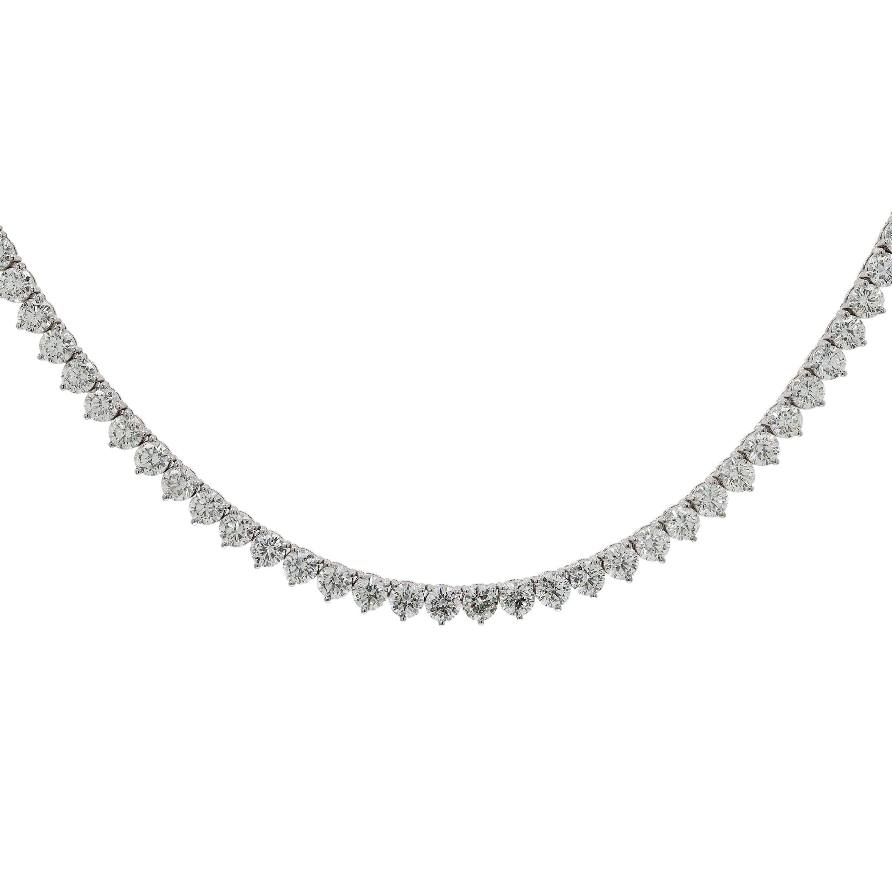 Contemporary 24.29 Carat VS Diamond Riviera Tennis Necklace