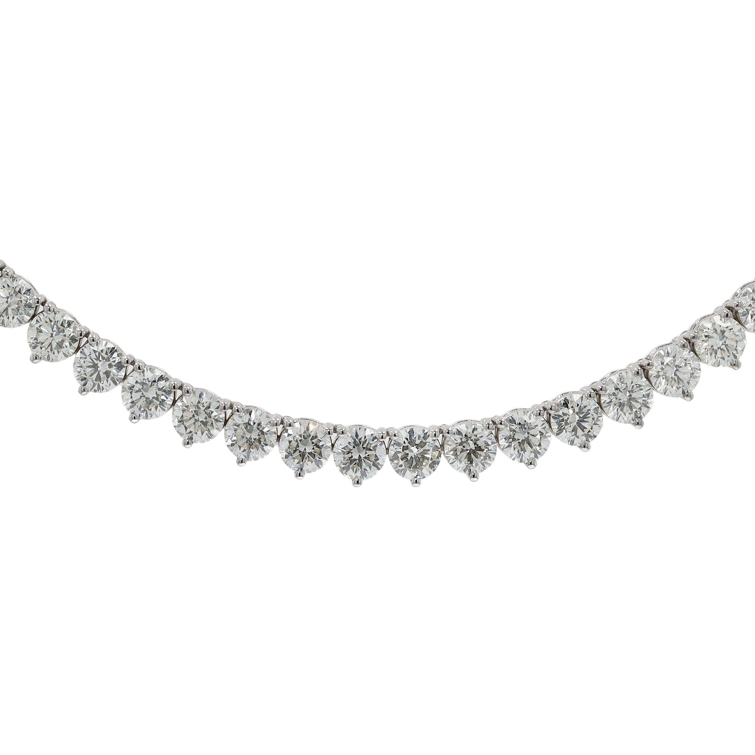 Contemporary 24.29 Carat VS Diamond Riviera Tennis Necklace